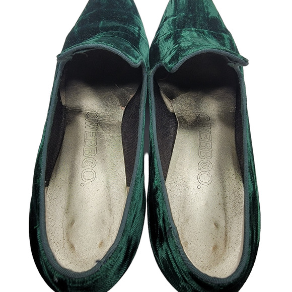 C. Webb Co. Velvet Green Heels Women's Size 7M  2" Kitten Heel Slip On Vintage - Picture 4 of 16